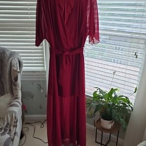 SHEIN Red Sheer Tunic Top